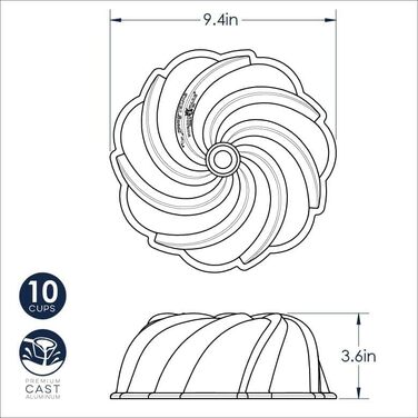 Форма для випічки Nordic Ware Swirl, алюміній, Ø 26 x 10 см, США - преміум якість