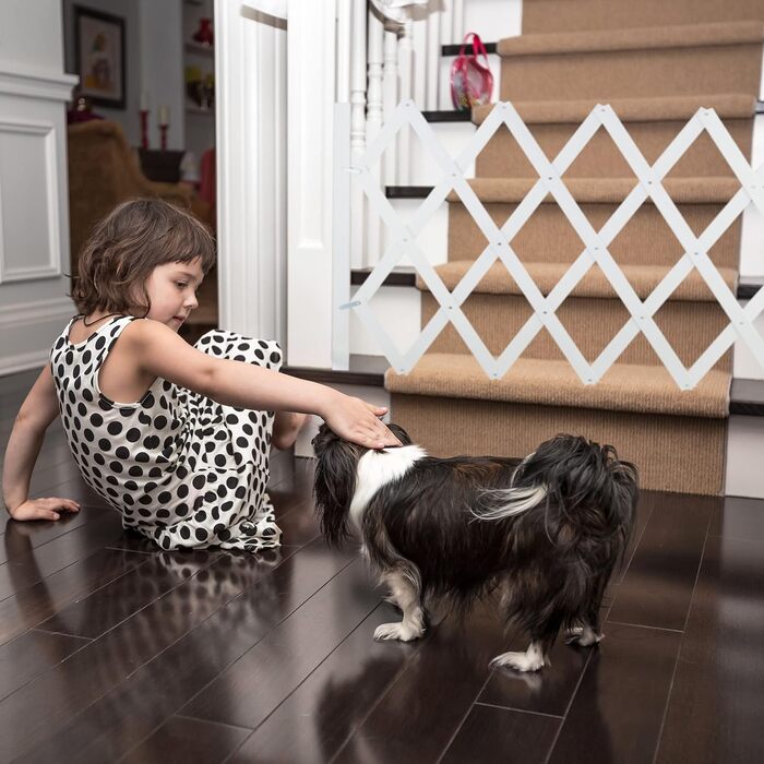 Захисне ворота для собак Relaxdays, висувні до 108,5 см, висота 47,5-60 см, білий, для захисту сходів та дверей