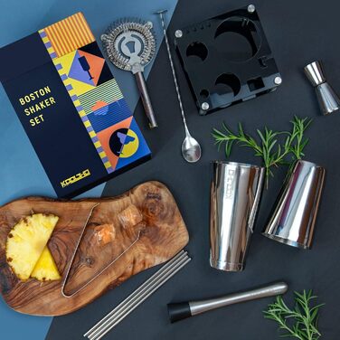 Професійний набір для коктейлів Boston Shaker з підставкою, нержавіюча сталь, подарунок для бармена, оригінальні подарунки для чоловіків і жінок