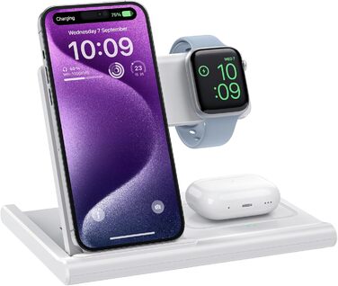База для зарядки 3-в-1 для Apple Watch, iPhone та AirPods (біла)