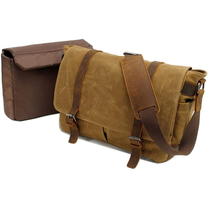 Водонепроникна фотосумка Neuleben для DSLR, наплічна, вінтаж, велика, з канвасу та шкіри, зелена