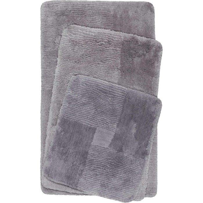 Homie Living Bath Rug, Bath Mat, fluffy, soft pile, non-slip and washable, San Piero (60 x 100 cm, Grey) Grey 60 x 100 cm