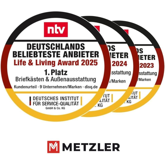 Поштовий ящик Metzler® з газетницею та табличкою з нержавіючої сталі V2A, стійкий до іржі, сучасний дизайн, 10 років гарантії на запчастини, опції монтажу та аксесуари, колір Eisenglimmer Db 703