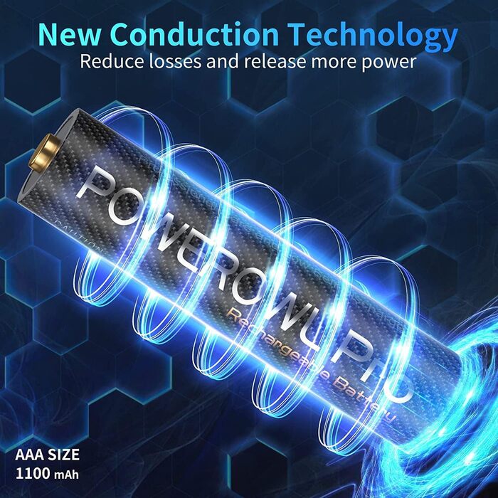 Зарядний пристрій PowerOWL для акумуляторів AAA Pro, комплект 8 шт. + 8 акумуляторів AAA, перезаряджувані (NIMH)