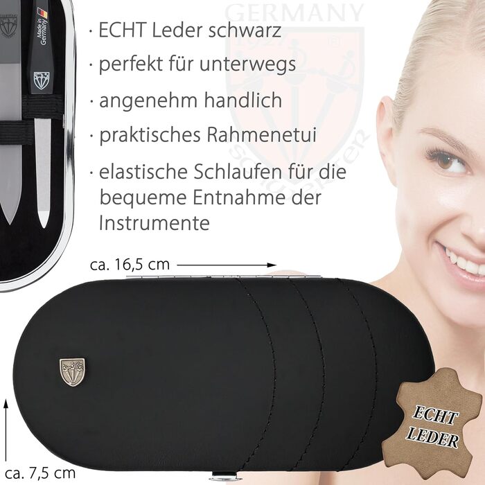 Набір манікюру DREI SCHWERTER 'Vittoria' 7 предметів - німецька якість | Манікюрний набір у футлярі з екошкіри (винний)