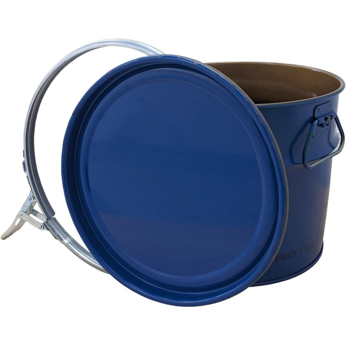 Steel bucket with lid, metal container, sheet metal bucket | 2 side handles | Suitable for cyclone dust extraction | Stable when filled, stackable (20 liters)