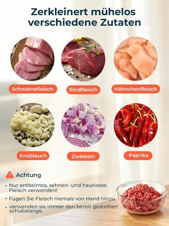 М'ясорубка електрична Fohere 2000 Вт з насадками для ковбас та кубів, 3 диски (7/5/3 мм), чорна