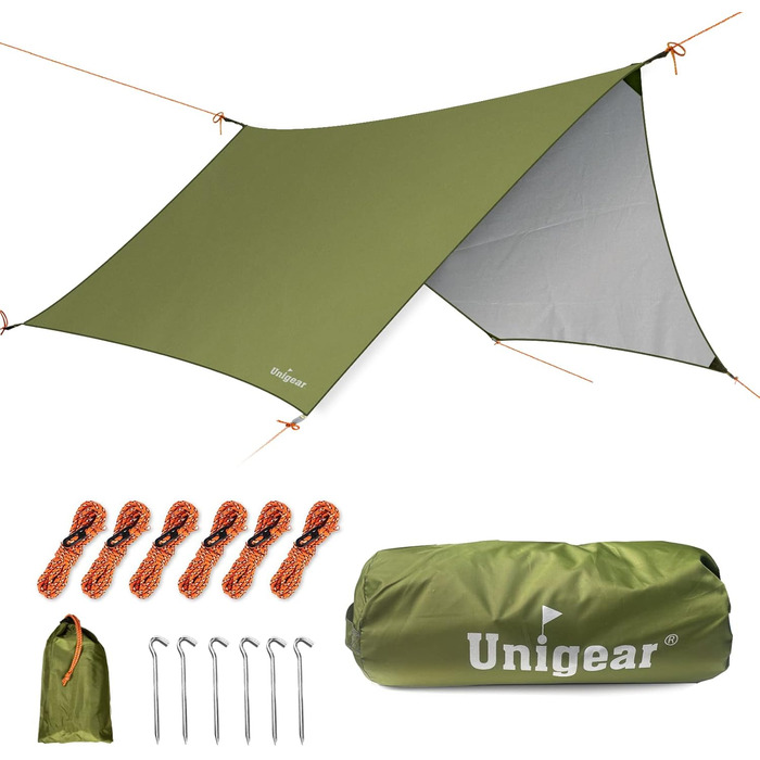 Намет-тент Unigear, 450x420 см, водонепроникний, зелений: для кемпінгу, пікніка, фестивалю