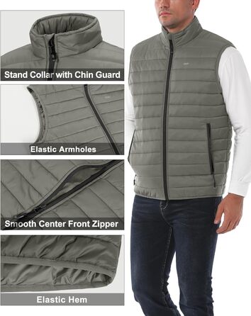 Чоловіча степкова жилетка 33,000ft для активного відпочинку та спорту. Гібридна жилетка з 5 кишенями, тепла, з капюшоном, для походів та їзди на коні (4XL, кам'яно-сірий)