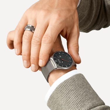 Годинник Bering чоловічий Solar, 40 мм, корпус та циферблат з нержавіючої сталі, браслет Milanaise, сапфірове скло, 5 ATM, 14440-077