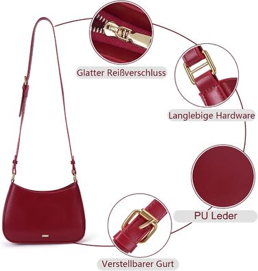 Сумка жіноча TIAASTAP Hobo Bag червона: стильна сумка на плече з PU шкіри для дівчат-підлітків