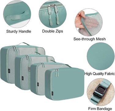 Набір органайзерів для валізи BAGAIL (8 шт.), Packing Cubes, Набір для подорожей та організації речей у валізі (Блакитний)