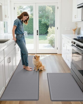 Килимок для кухні COLOR&GEOMETRY 44x150 см, сірий, з неслизьким покриттям, PVC, водо- та олієстійкий, з гумовою основою