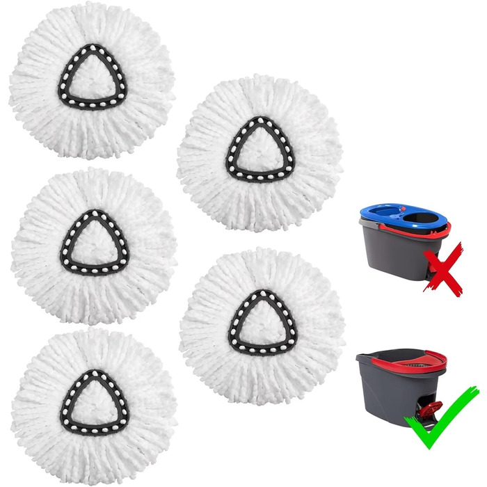 Replacement heads for Ocedar Mop, replacement head, EasyWrin Spin Mop heads, easy cleaning, 5 pieces