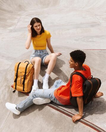 tomtoc Laptop Backpack for Women and Men, Vintage Daypack Daypack Casual Backpack with 22 Liters for Everyday Use, Leisure, University, School, Classic Backpacks Fits 13-15.6 inch Laptops, Black (Yellow)