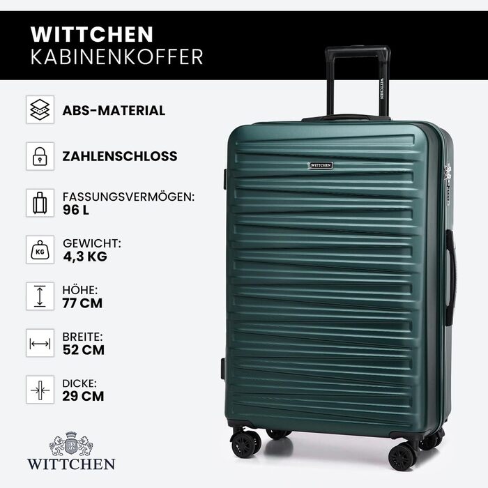 WITTCHEN Skyspeed Line - великий валіза-телескопічний кофр з ABS, 4 колеса, комбінаційний замок, для авіакомпаній Lufthansa/Eurowings/Ryanair/Condor