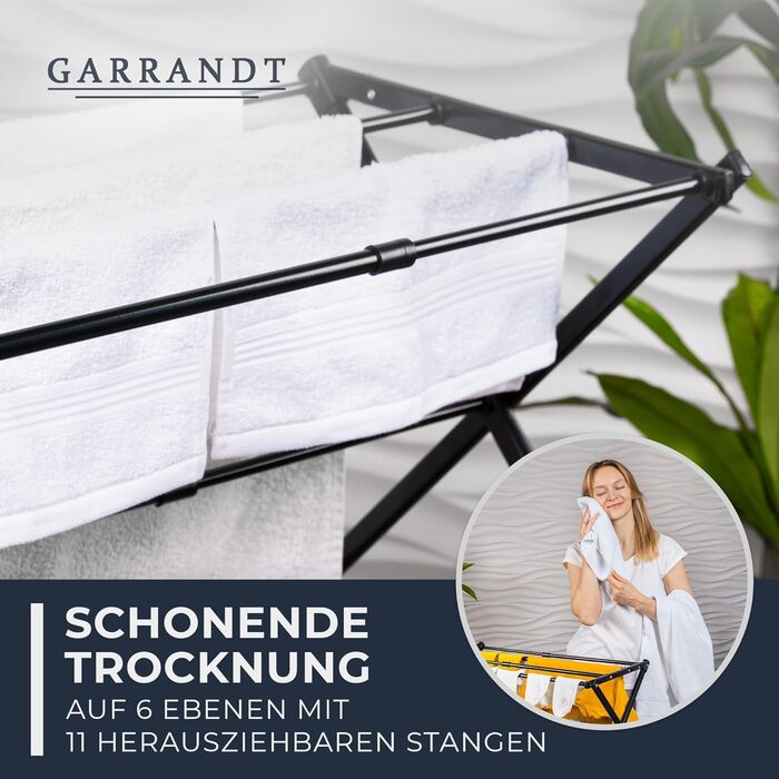 Сушарка для білизни складана, міцна, 6 рівнів, чорна (біла/чорна) - для балкону та дому