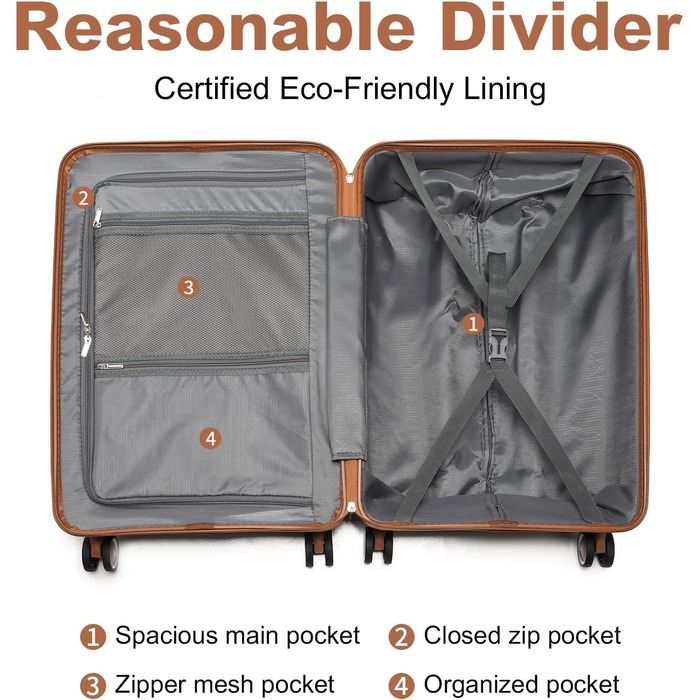 Чемодан British Traveller Mittelgroß: міцний валіза на 8 коліщатках з TSA-замком, 66 x 43.3 x 28.5 см, бежевий