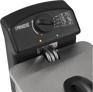 Princess Fritteuse – 2000 Watt, 4 Liter capacity, 800 g filling quantity, 4 people, thermostat, Cold Zone 182642, 01.182642.01.001, Silver