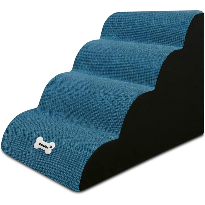 Сходинки для собак Galatée: зручні та безпечні сходи для високих ліжок та диванів. 4 сходинки, неслизьке покриття, знімний та миючий чохол, губка високої щільності, портативні. Колір: світло-коричневий (blu)