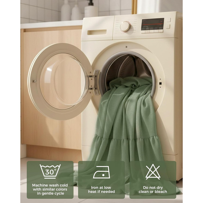 Штора для душу 180x180 см льон, зелена - водонепроникна, з антигрибковим покриттям, з утяжеленим краєм, з кільцями (1 шт)