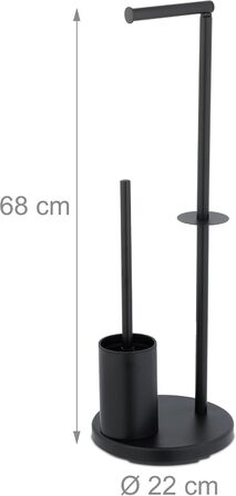 Набір для ванної кімнати Relaxdays, нержавіюча сталь, 68 x 22 см, підставка для туалетного паперу, щітка для унітазу з тримачем, чорний колір