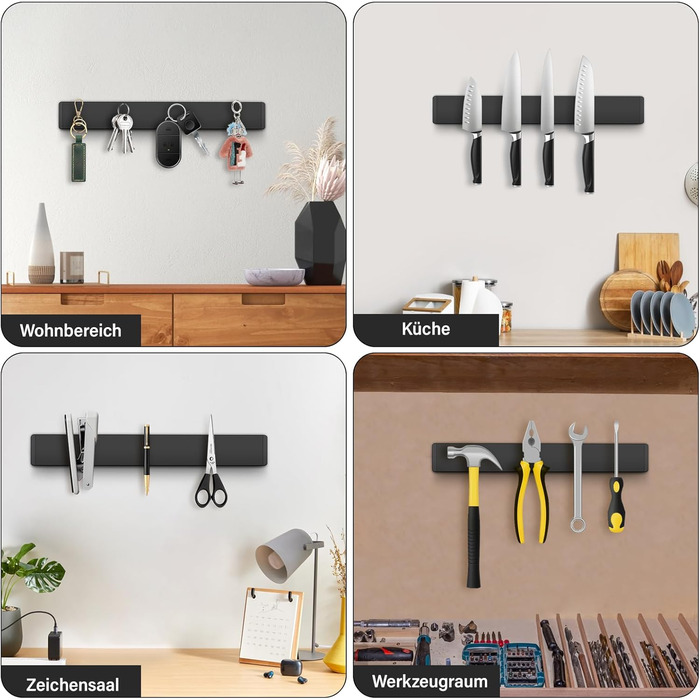 Magnetic Knife Strip 50cm, Stainless Steel Magnetic Knife Holder, Magnetic Knife Holder Screw, Self-Adhesive Magnetic Strip for Knives and Utensils