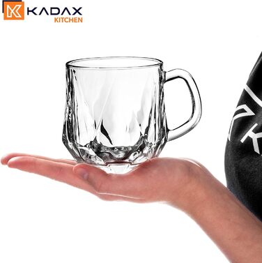 Набір склянок KADAX Frida 300мл (6 шт) для чаю, кави та води - скляні стакани з ручкою