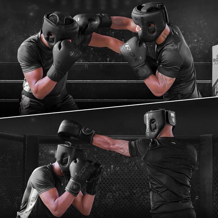 RDX Multi-Impact Headgear for Kickboxing, Combat Sports, MMA Training - Maya Hide Leather Sparring Headguard, Boxing Helmet, Krav Maga, Muay Thai, Karate & Taekwondo