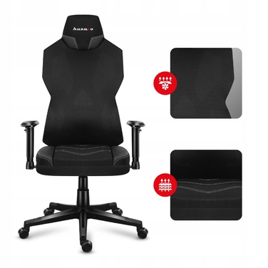 Ігрове крісло Huzaro Combat 6.2 RGB, тканина, чорне