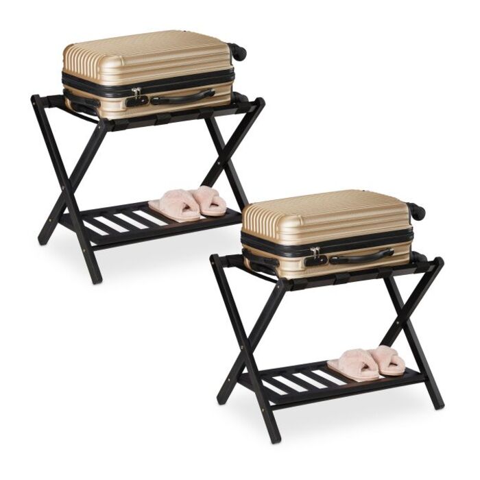 Relaxdays 2-Piece Set Folding Suitcase Stands