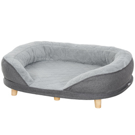PawHut Dog Bed for Dogs up to 25 kg, Removable Cover, Non-Slip Feet, 90 x 78 x 25 cm, Grey