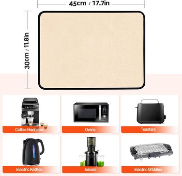 Термостійкий килимок 40 x 45 см - 1 мм, захист від нагріву для фритюрниці, вогнестійкий килимок для кухонних стільниць, масло- та водонепроникний, легко миється, 1 шт. (Хакі, 30x45x0.1 см)