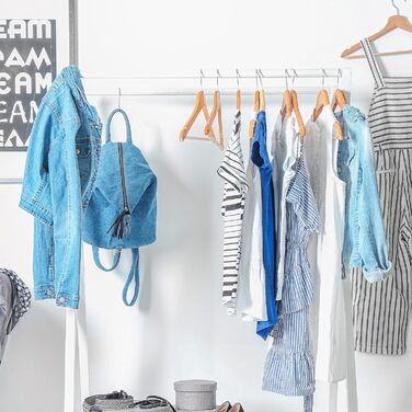 Relaxdays Clothes Hanger Set, 24 Wooden Trouser Hangers, Wardrobe Hangers, 360° Swivel Hooks, WxH: 22.5x44.5cm, natural/silver