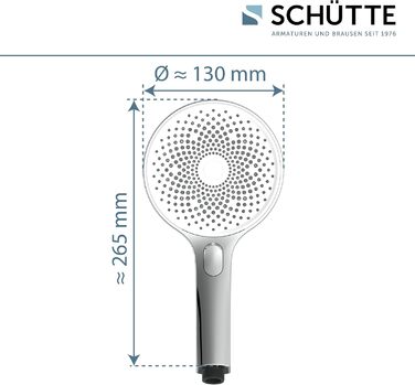 SCHÜTTE Hand Shower SAMOA RAIN | Jet Stream Technology | Showerhead with over 300 nozzles | 3 adjustable spray patterns | Anti-limescale showerhead for the shower | White