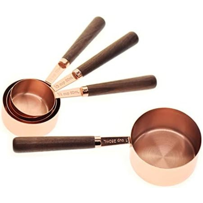 Dog measuring cups, set with, stainless steel, copper-coated, metal, measuring spoons, cooking set, kitchen accessories