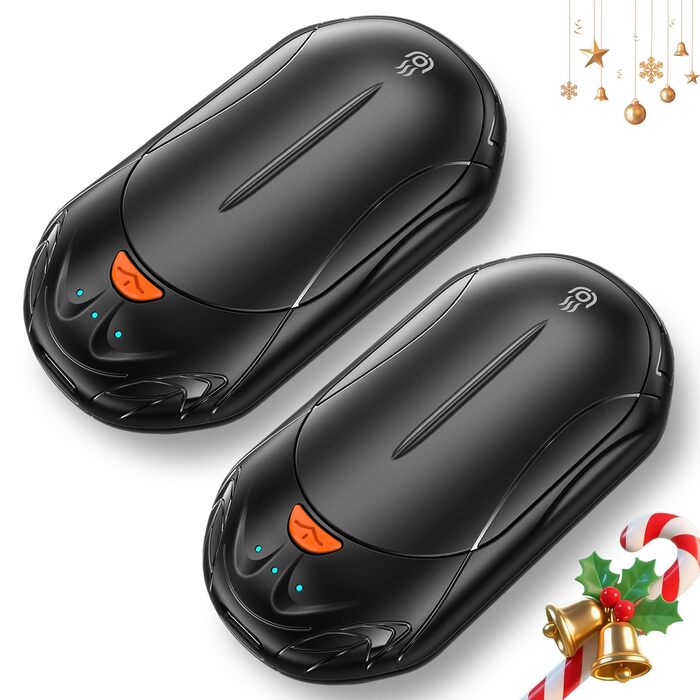 Електричний грілка для рук 2-в-1 OUTJUT 6000mAh, USB, акумулятор, 20 годин роботи, 3 режими нагріву, швидкий нагрів, для спорту на відкритому повітрі взимку, подарунок на Різдво, чорний