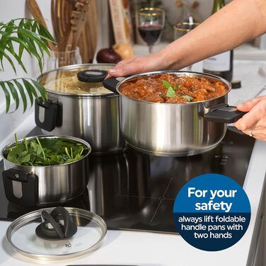 Пароварка Salter Timeless 3-рівнева – 18 см, з нержавіючої сталі, з ручками та скляною кришкою, антипригарне покриття, для індукційних плит