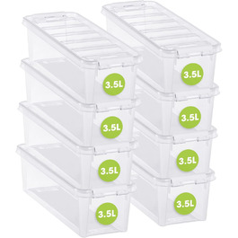 SmartStore - 10x Storage Box with Lid Classic 2L (21x17x11cm) | Stackable Box with Lid | Food-Safe Plastic Box | Plastic Box with Lid & Reinforced Corners | 10-Year Warranty (3.5L)