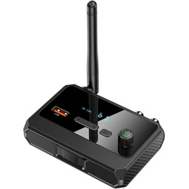 Bluetooth 5.3 Передавач/Приймач для 2 навушників: Аудіоадаптер 3.5mm Aux RCA Optisch USB для TV, PC, Stereo, Низька затримка, Регулювання гучності Bluetooth 5.3 Передавач/Приймач для 2 навушників: Аудіоадаптер 3.5mm Aux RCA Optisch USB для TV, PC, Stereo, Низька затримка, Регулювання гучності