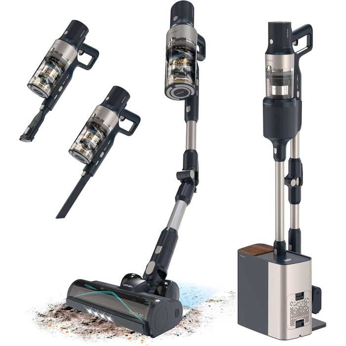 Бездротовий пилосос Cecotec Conga Rockstar 5500 Hurricane Station Flex Max з самостійною станцією очищення, 220AW, 700W, 90 хв роботи, антизаплутана щітка, гнучкий шланг, циклонна технологія