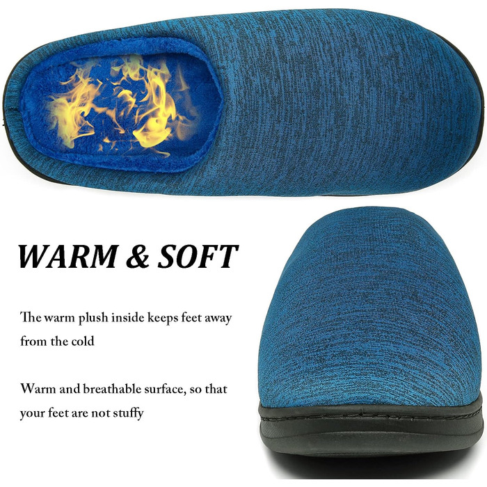 Тапочки зимові для дому жіночі/чоловічі ChayChax, тепла піна пам'яті, бавовна, блакитні (42/43 EU)