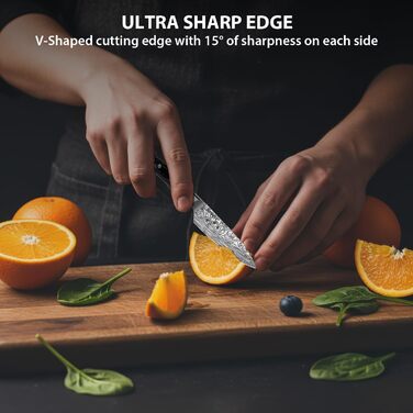 Ніж Santoku MOSFiATA 18 см з нержавіючої сталі EN 1.4116 з дерев'яною ручкою (10 см) - Кухонний ніж для нарізки