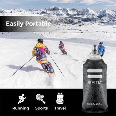 FLASKS Combo – 3 soft drinking bottles for hydration while running, hiking, cycling, climbing – Foldable water bottles (150–250 – 400 ml) – Black