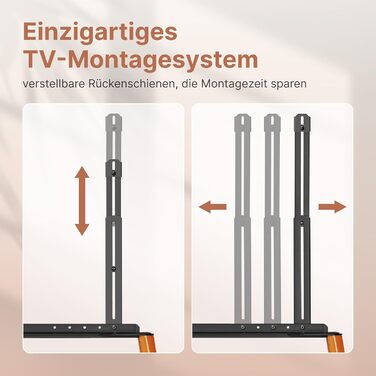 Підставка для телевізора ECOTINY на колесах для 49-75 дюймів, до 40 кг, Easel Design, металева конструкція та полиця з дерева, чорна