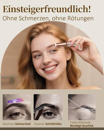 Електричний тример для брів та обличчя для жінок: з запасним наконечником | Швидке та делікатне гоління, портативний коректор брів