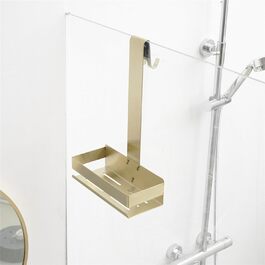 Kelelife Shower Shelf for Hanging, Gold Shower Shelf No Drilling, Stainless Steel Shower Shelf with Hooks for Frameless Glass Door, Shampoo Holder for Shower
