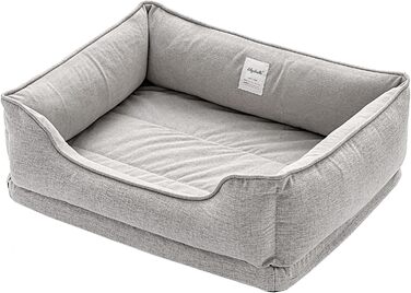 Ортопедичний лежак для собак та котів, сірий, 75x62x25 см. Лежак для собак середніх та маленьких порід, миючий, знімний, м'який, стійкий до укусів
