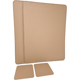 Placemats and Coasters Made from Recycled Leather - Table Sets, 2 Placemats, 40x30 cm Placemats and 10x10 cm Coasters (Camel)