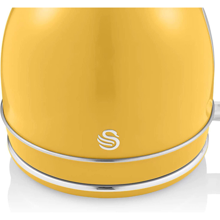 Swan Retro Electric Kettle - 1.8L, Vintage Design, Automatic Shut-Off, Cordless, BPA-Free Stainless Steel, 3000W (Yellow)